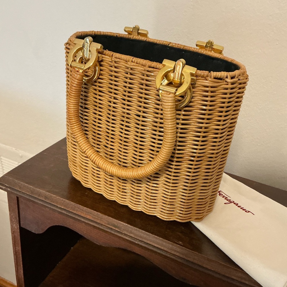 Salvatore Ferragamo Gancini Woven Handbag - Picture 6 of 6